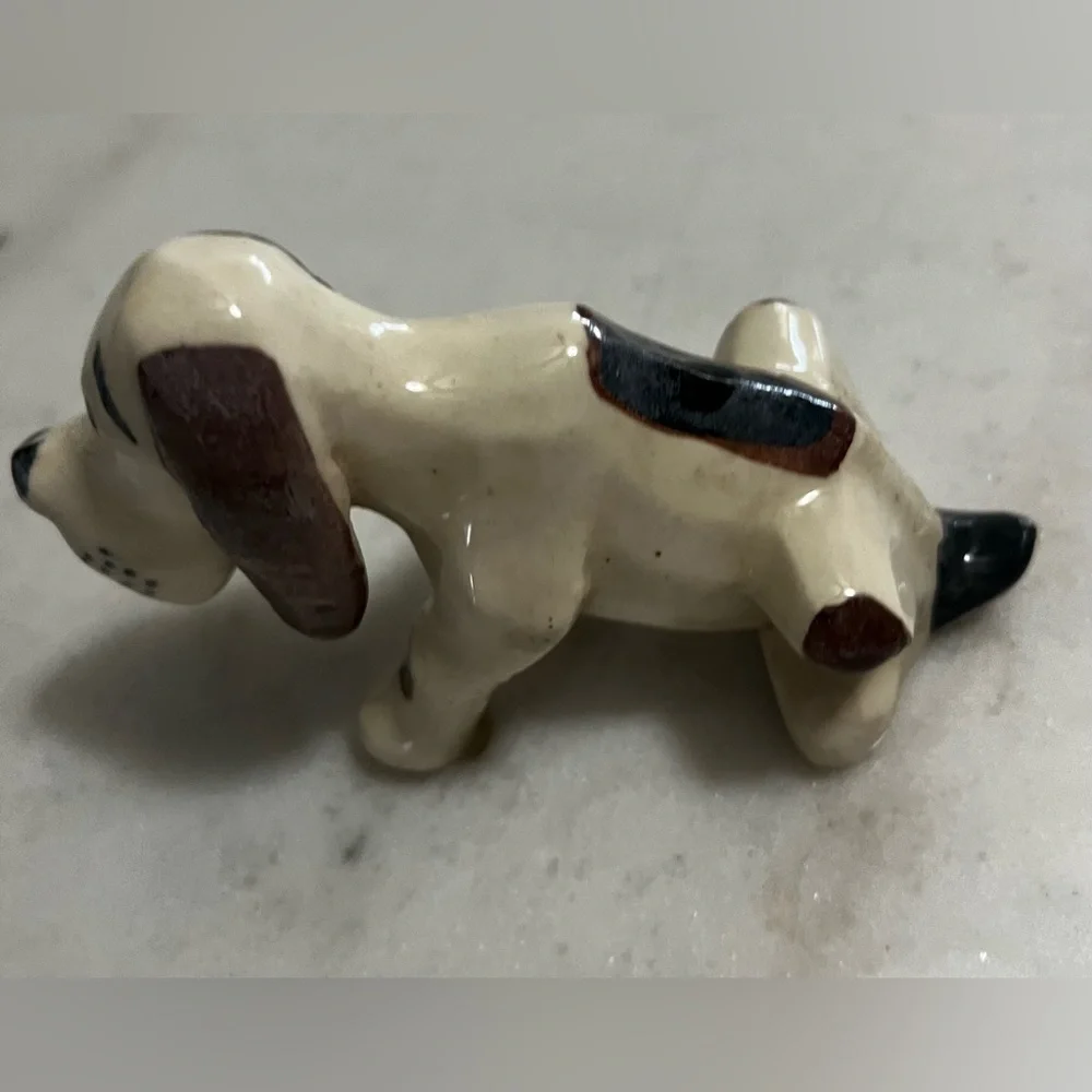 Small Vintage MCM Tan/Brown Ceramic Hound Dog Hand Painted No Cracks or Breaks